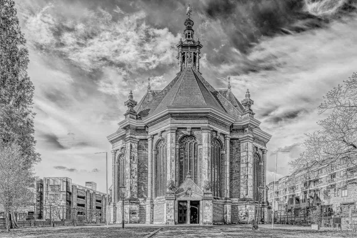 Den Haag de Nieuwe Kerk als pentekening