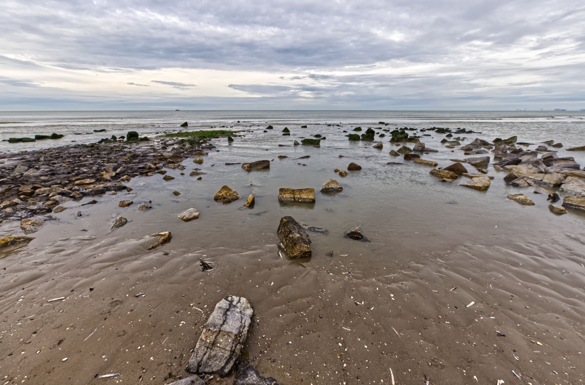 Golfbreker op het strand van Ouddorp 